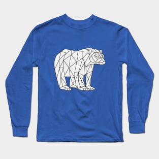 Low Poly Bear Outline on white Long Sleeve T-Shirt